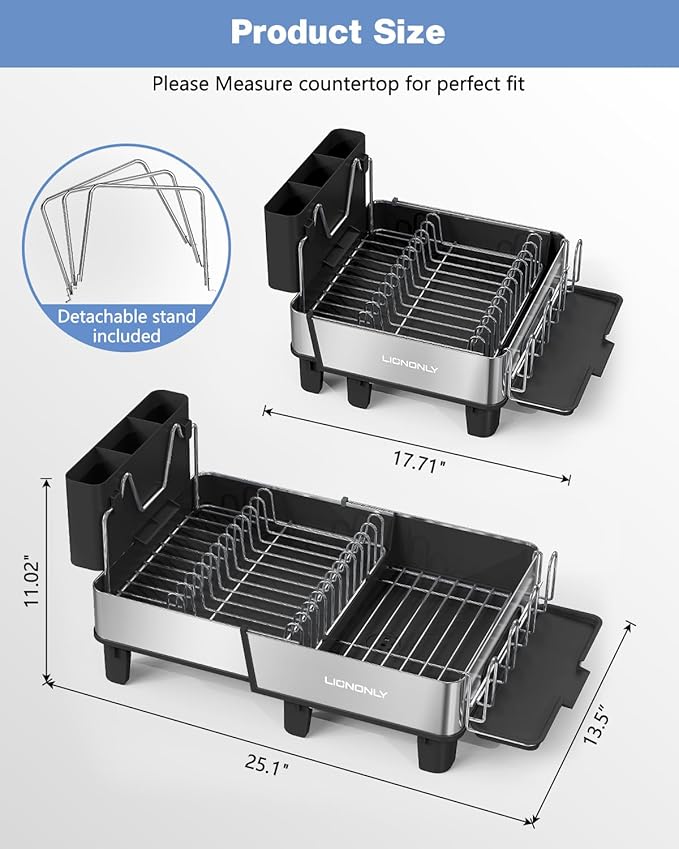 Dish Drying Rack, 304 Stainless Steel Exendable Dish Rack - Image 7