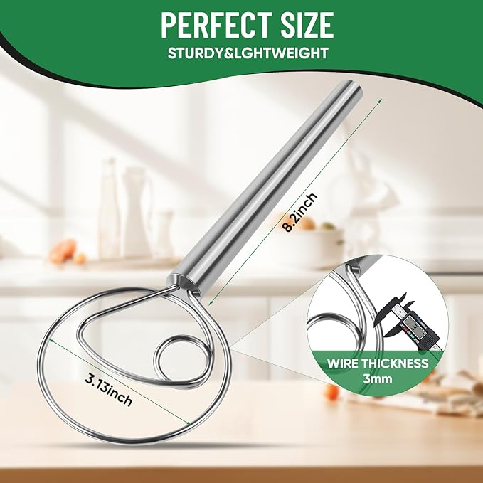 Danish Dough Whisk Stainless Steel Hook Dutch Bread Mixer Hand Tool - Image 3