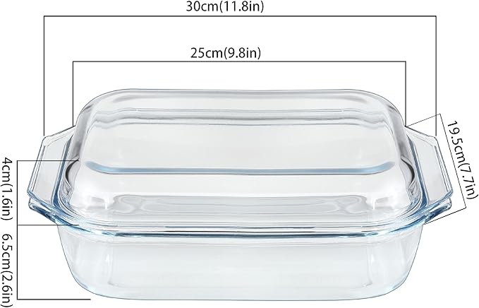 2QT Glass Casserole Dish with Lid, Tempered Glass Baking Dish - Image 2