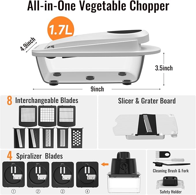 12 Blade All-in-1 Vegetable Chopper Mandoline Slicer - Image 2