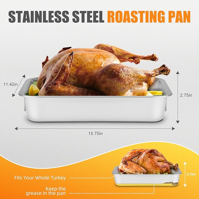 Stainless Steel Turkey Roasting Pan - Image 2