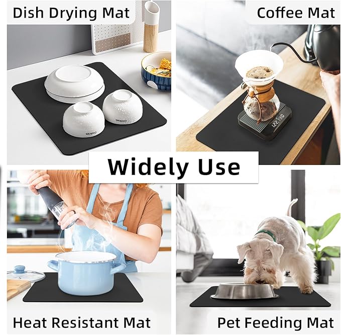 LOPNUR Kitchen Dish Drying Mat, Super Absorbent Dish Drying Pad, Diatomite - Image 7
