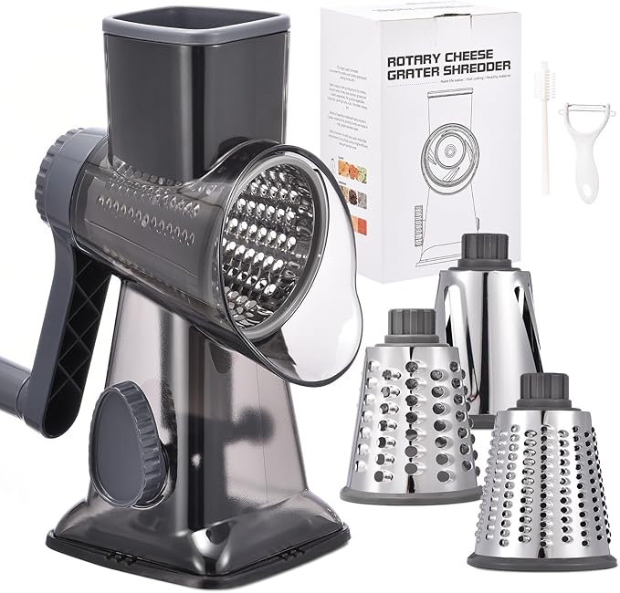 Rotary Cheese Grater with Handle Kitchen Shredder Slicer Grater Slicer Ice by Ziweaye