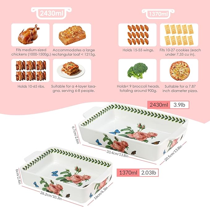 ACMLIFE Ceramic Casserole Dish Set, Ceramic Baking Dish - Image 5