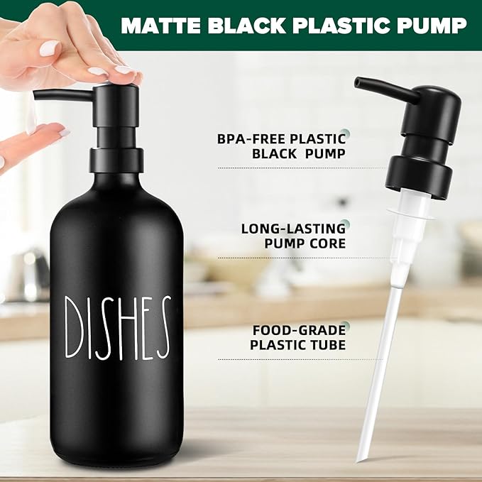 VIMERPA Dish Soap Dispenser, Matte Black Soap Dispenser - Image 3