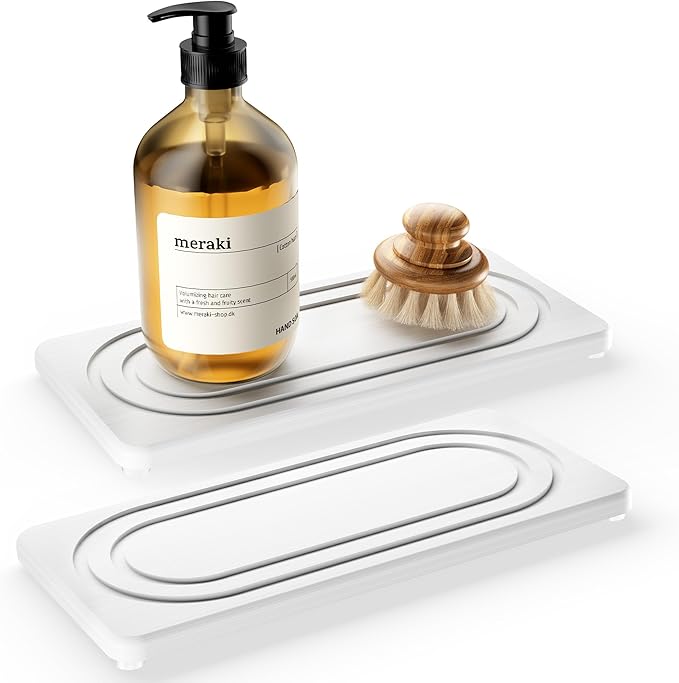 Water Absorbing Stone Tray, Quick Drying Diatomite Bathroom Tray Countertop by MAGKOTA