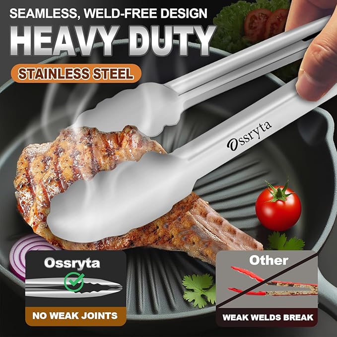 Stainless Steel Cooking Tongs Set of 3 - Image 2