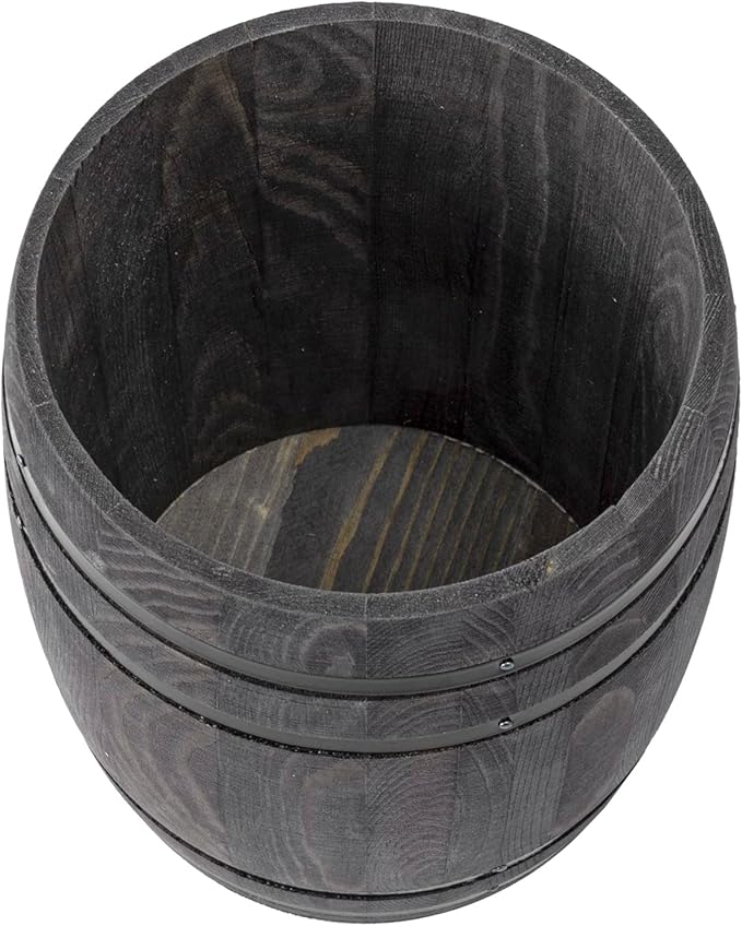 MyGift Wine Barrel Design Kitchen Utensil Crock, Vintage Gray Solid Wood - Image 6