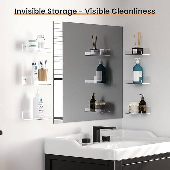 upsimples 6 Pack 6x4 Inches Acrylic Small Shelves, Floating Shelves - Image 5