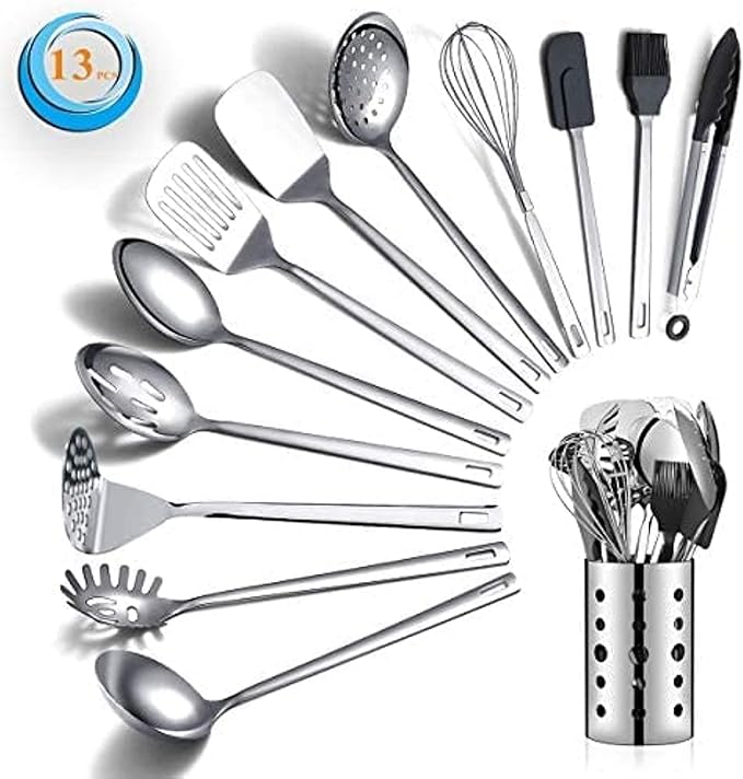 Stainless Steel Cooking Utensils Set, Berglander 13 Pieces Kitchen Utensils Set by Berglander