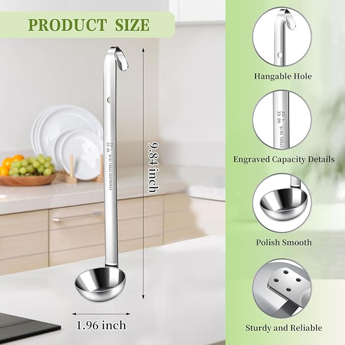 8 PCS Stainless Steel Ladle Soup Handle Ladle - Image 2