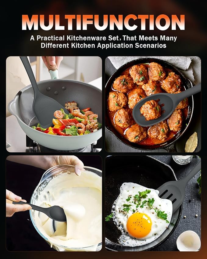 Silicone Cooking Utensils Set, Perfectly Angled - Image 3