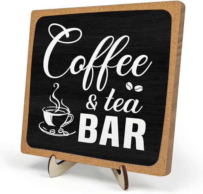 Coffee Bar Sign Plaque Decor, Cafe Station Accessorie by DMADNF