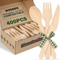 400PCS Eco-Friendly Disposable Wooden Utensil Set – Compostable Biodegradable by Unknown