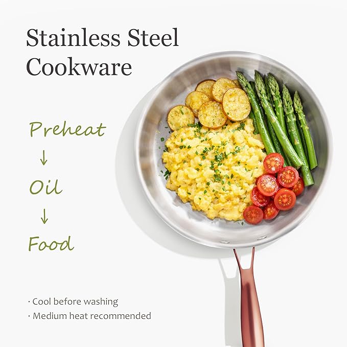 CAROTE 8"+10" Stainless Steel Frying Pan Set, Non-Toxic PTFE & PFOA Free Fry - Image 3