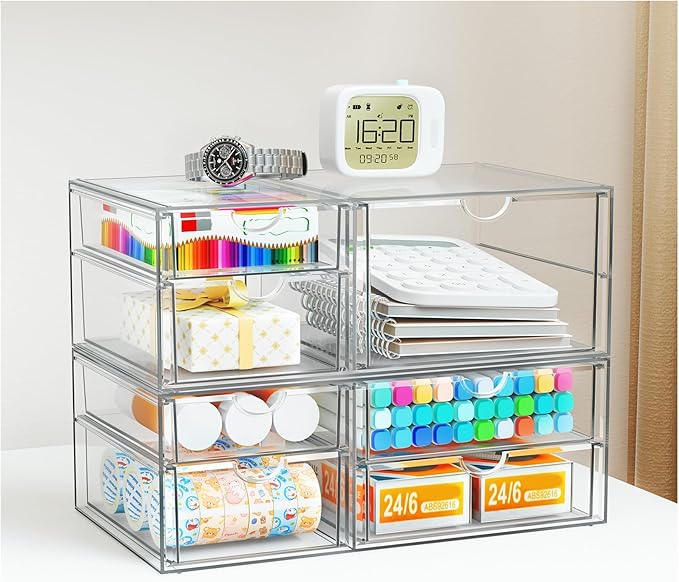 YFXCVSL Clear Stackable Storage Drawers, Acrylic Makeup Organizer - Image 2