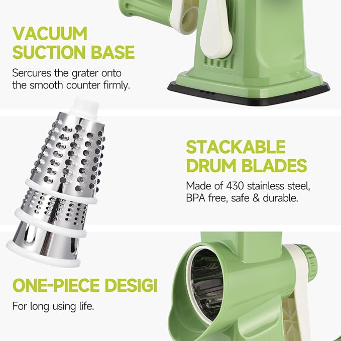 Rotary Cheese Grater Hand Crank Transparent - Image 6
