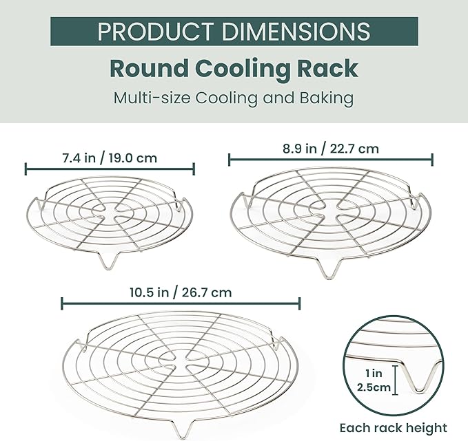 Ultra Cuisine 3 Set Round Cooling Racks - Image 2