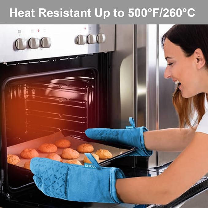 KEGOUU Oven Mitts and Pot Holders 6pcs Set, Kitchen Oven Glove High Heat - Image 6