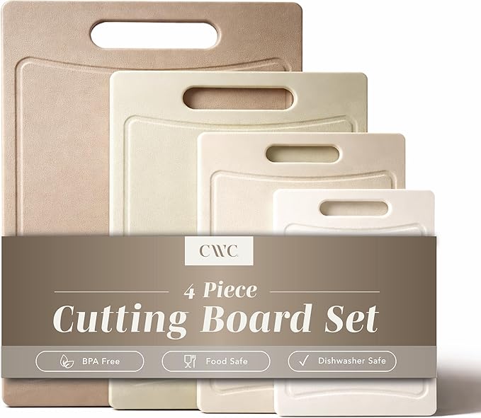 COOK WITH COLOR Non-Slip Cutting Board Set – Kitchen Essentials with Easy Grip by CookwithColor