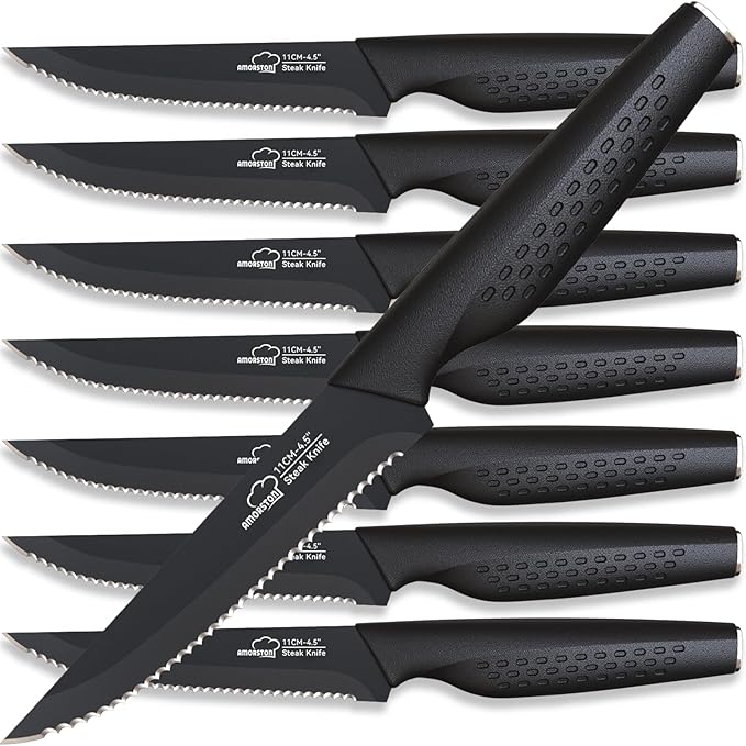Amorston Steak Knives, Steak Knives Set of 8, Stainless Steel Steak Knife Set by Amorston