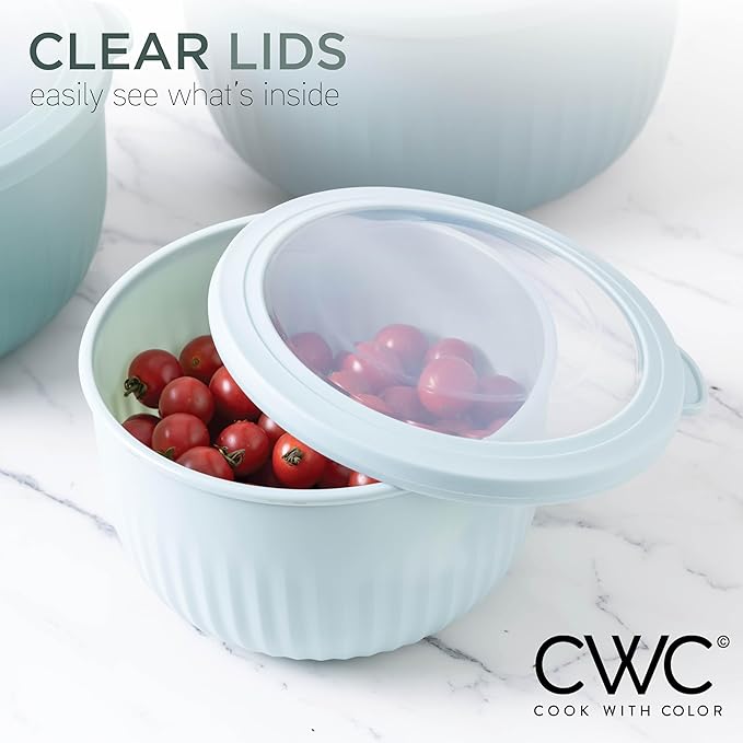 COOK WITH COLOR Prep Bowls with Lids- Wide and Deep Nesting Plastic Small - Image 6