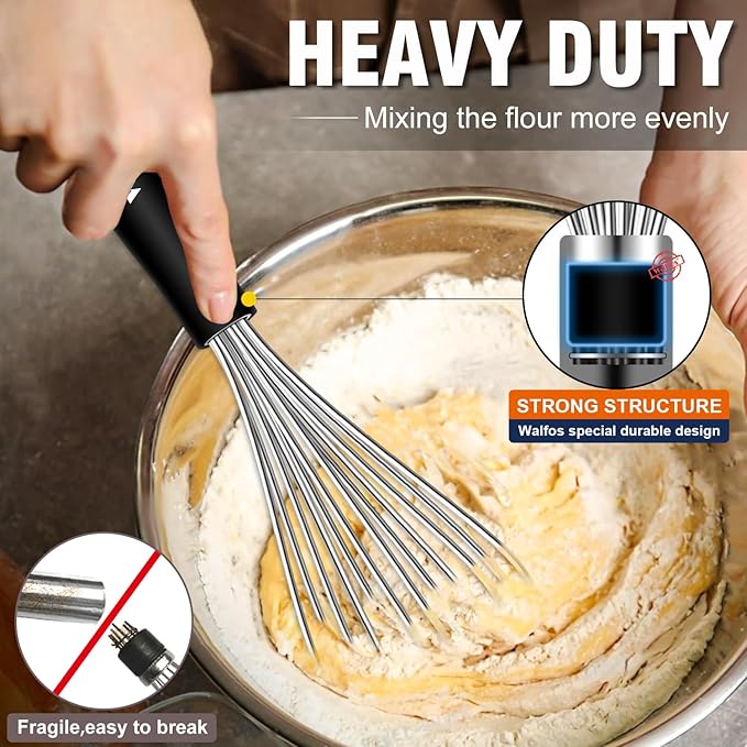 Stainless Steel Whisk Set with 7"+5" Mini whisks, Walfos Heavy Duty Whisks - Image 3
