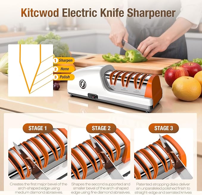 Replaceable Sharpener Electric Knife Sharpener, 3-Stage - Image 8