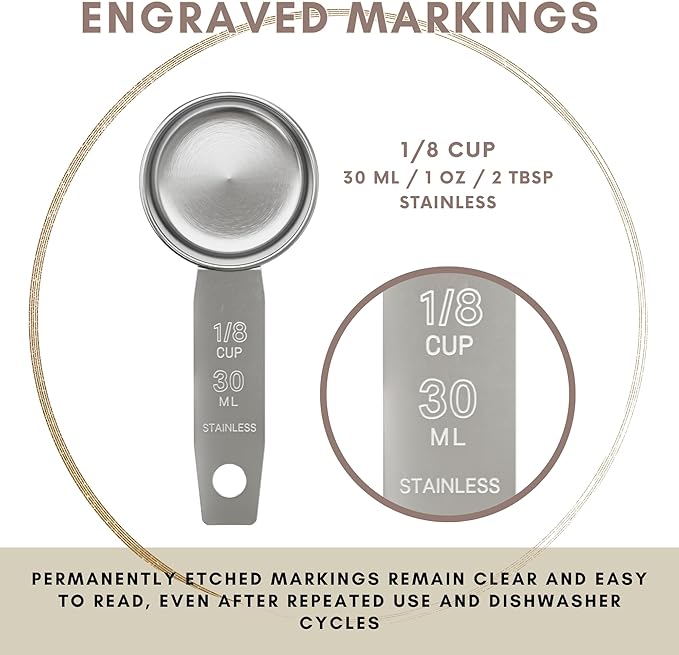1/8 Cup Stainless Steel Measuring Cup | Sturdy Metal 30 ml | 30 cc | 1 oz | - Image 6