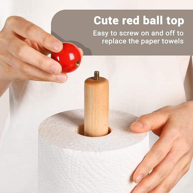 Paper Towel Holder, Wooden Kitchen Roll Stand - Image 5