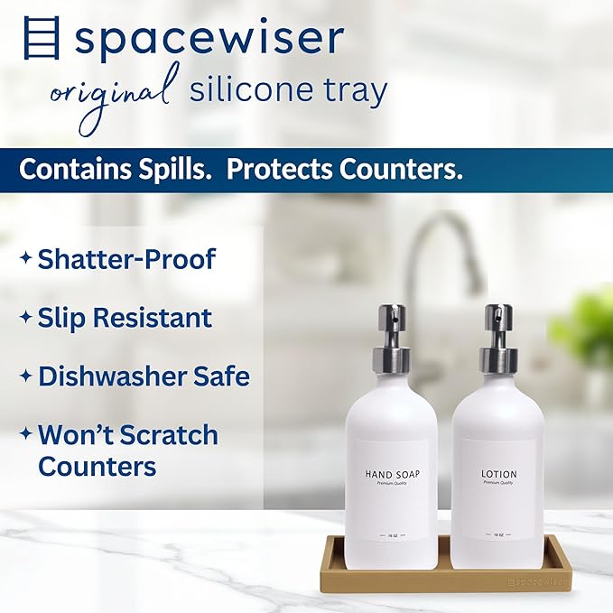 Spacewiser Countertop and Vanity Tray – Small 7.7" Silicone Soap Dispenser Trays - Image 2