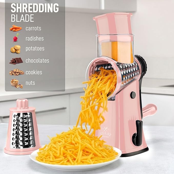 Zulay Kitchen Rotary Cheese Grater 5 Blade Cheese Shredder - Image 3