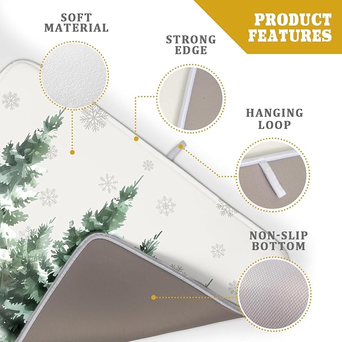 Christmas Dish Drying Mat 16x18 Inch Xmas Forest Tree Absorbent Dish Drainer - Image 4