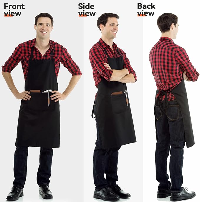 NLUS 2 Pack Kitchen Cooking Aprons, Adjustable Bib Soft Chef Apron - Image 3