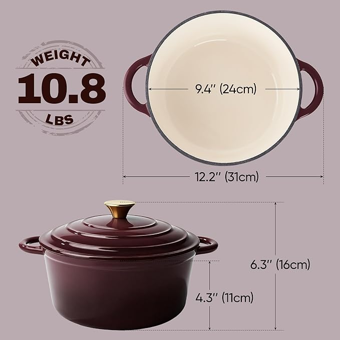 4.5 Quart Dutch Oven Pot with Lid, Non Stick Enameled Cast Iron Dutch Oven - Image 5