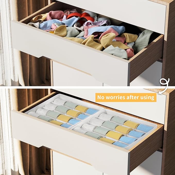 Joyoldelf Sock Drawer Organizer Divider, 16-Cell Underwear Organizers and - Image 7