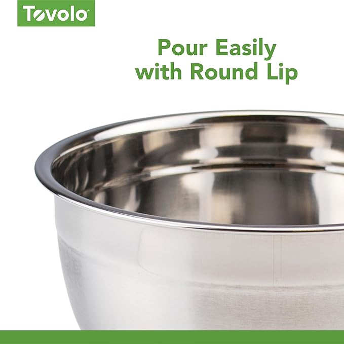 Tovolo Large Stainless Steel Mixing Bowl 5 Quart Metal Mixing Bowl - Image 4