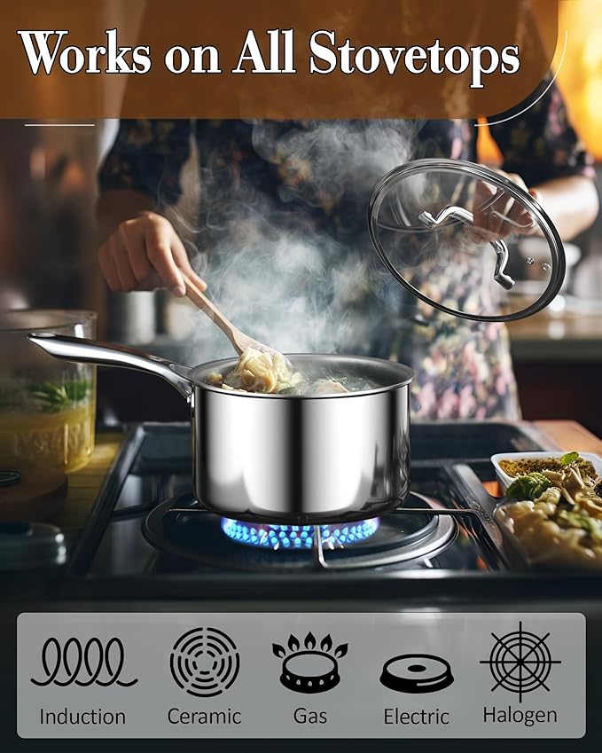 Cook N Home Stainless Steel Sauce Pan - Image 3