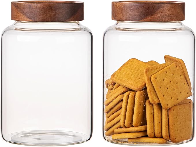 2 PCS Large Glass Jars with Wooden Airtight Lid 60 oz /1800ml - Image 3