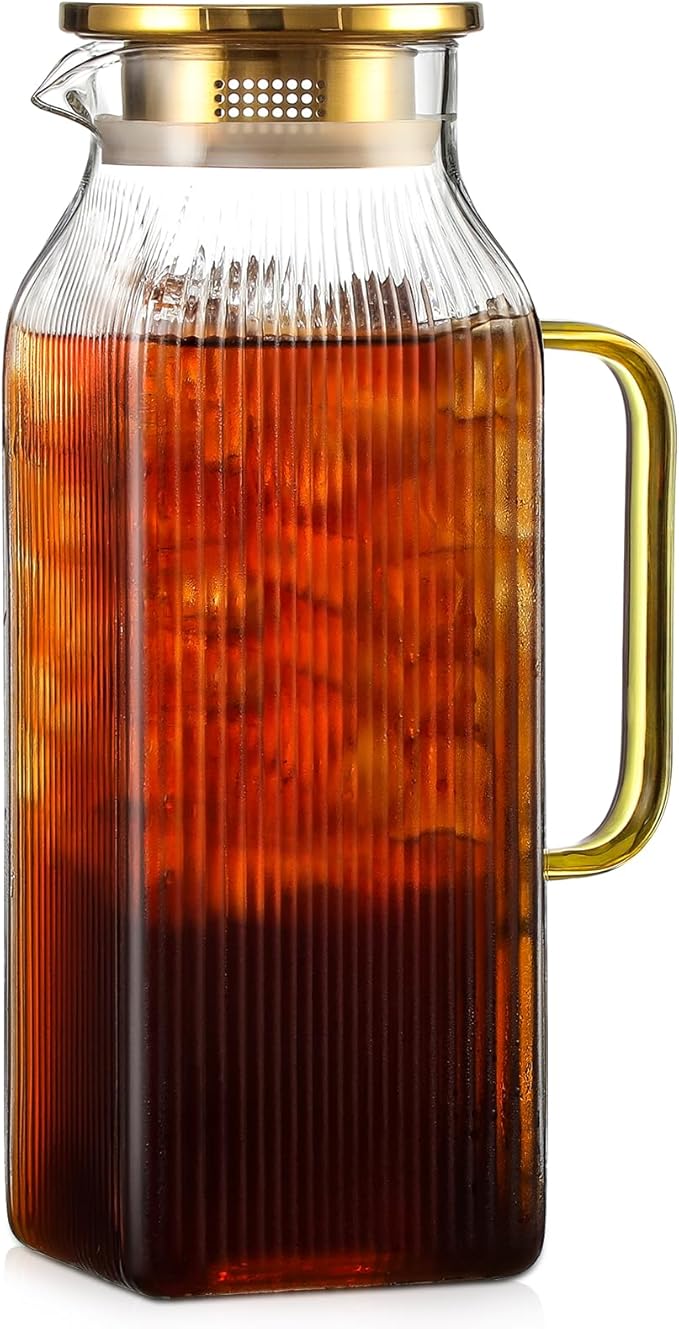2 Liter/68 oz Square Glass Pitcher by Unknown