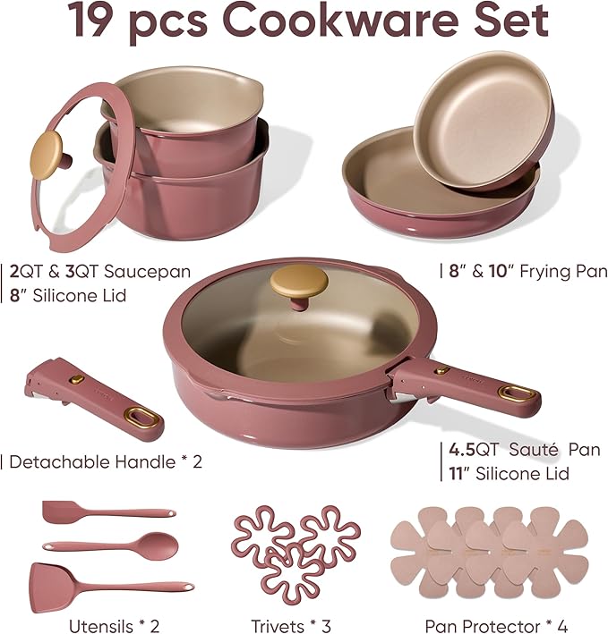 CAROTE 19 Pcs Pots and Pans Set, Nonstick Cookware Sets - Image 2