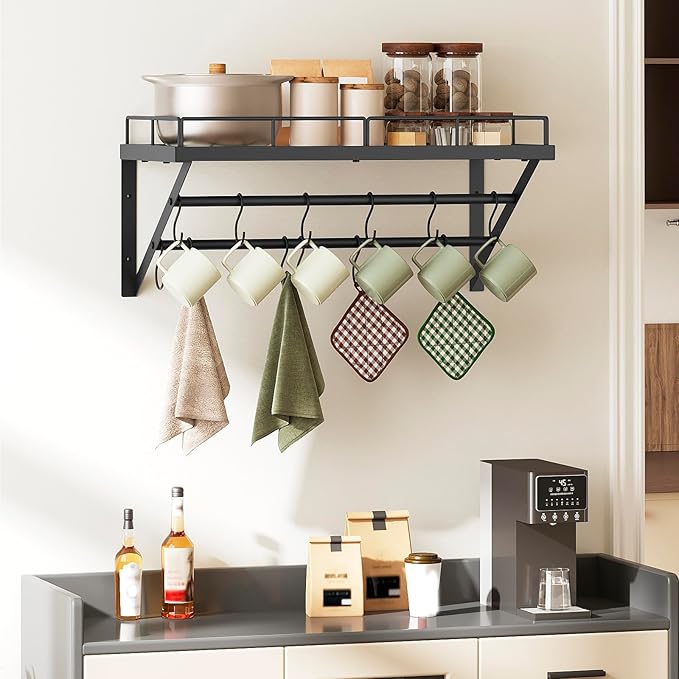 YATINEY Wall Mounted Pot Rack, 23.8 Inch Pot and Pan Organizer - Image 7
