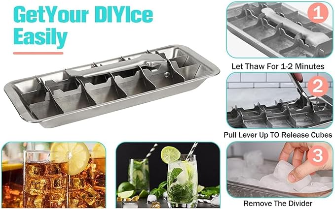 Metal Ice Cube Trays, Stainless Steel Ice Cube Trays, 18-Slot Ice Cube Tray - Image 5