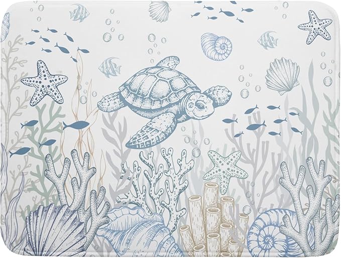 Giwawa Ocean Turtle Dish Drying Mat, Coastal Sea Tortoise Decorative Dish by Giwawa