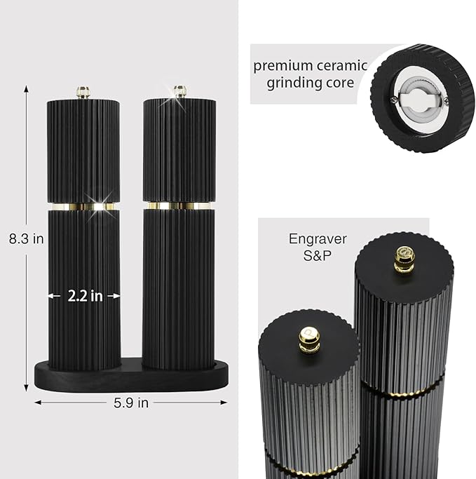Wooden Salt and Pepper Grinder Set - Image 2