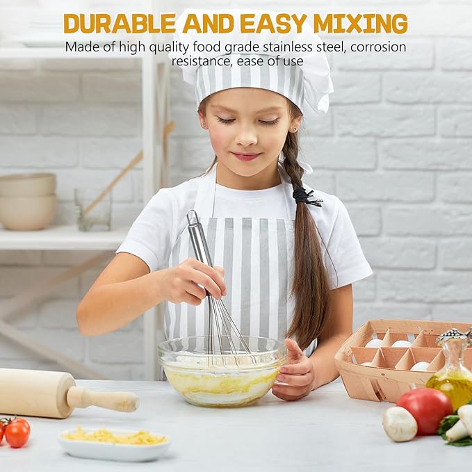 NileHome Stainless Steel Whisk Set 8" 10" Hand Blender + 12" Semi-Automatic - Image 6
