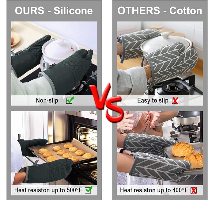 KEGOUU Oven Mitts and Pot Holders 6pcs Set, Kitchen Oven Glove High Heat - Image 5