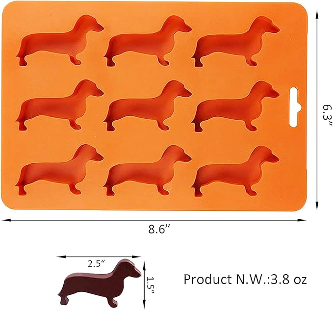 Dachshund Dog Shaped Silicone Ice Cube Molds and Tray Brown - Image 6
