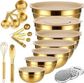 20 PCS Gold Mixing Bowls with Lids Set by Tideme