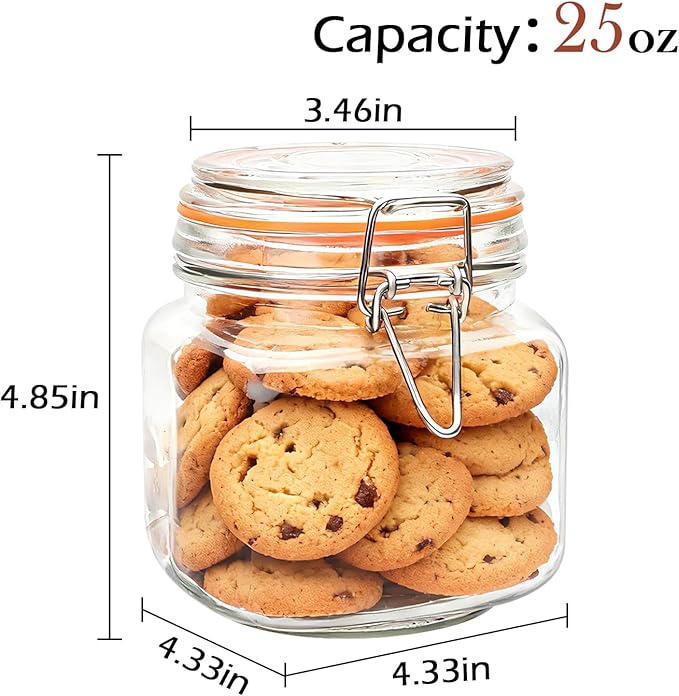 25 oz Glass Jars With Airtight Lids And Leak Proof Rubber Gasket, Wide Mouth - Image 2